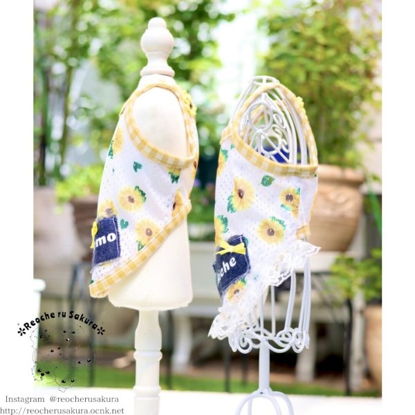 画像2: 【人気.再販】ひまわりメッシュ🌻🌻夏服 犬服 キャミソール ワンピース (2)